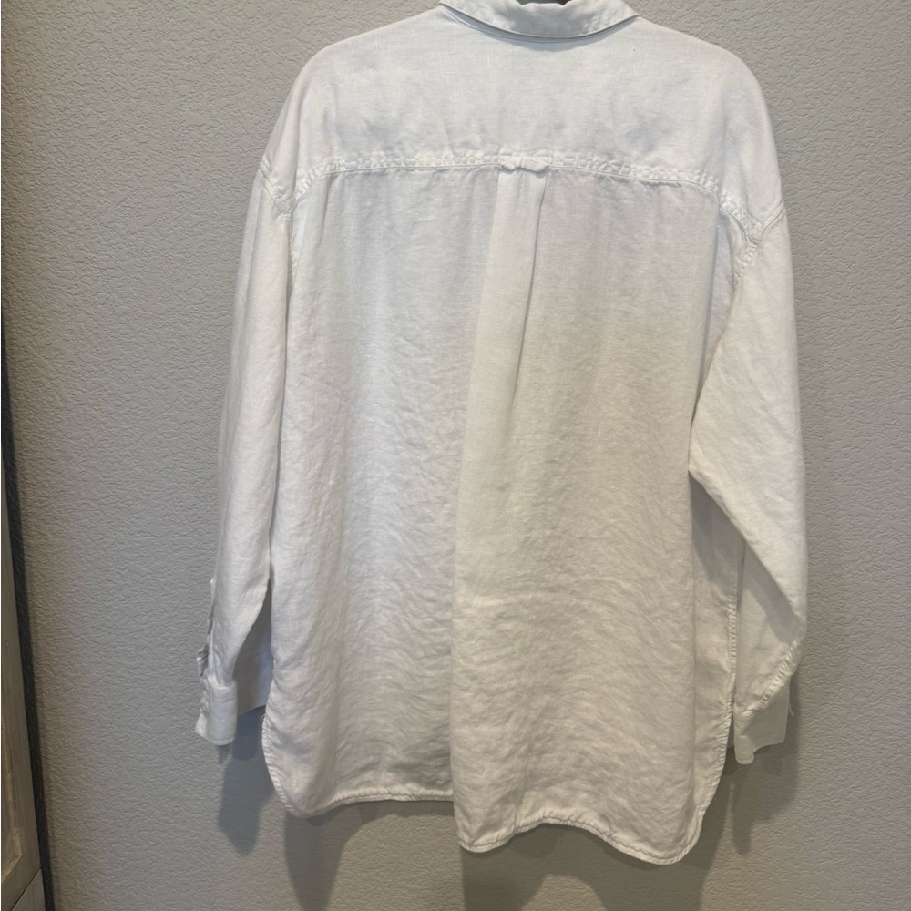 Athleta White Linen Button-Up Shirt - Picture 2 of 4